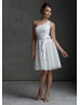 Ivory Lace One Shoulder Short Bridesmaid Dress